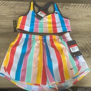 Brand new with tags! Nike girls dry fabric sports bra and shorts 🌈